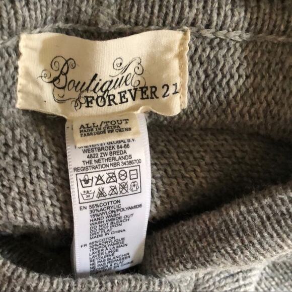 Forever 21 | Gray and Orange Hooded Knit Sweater Poncho Size OS - Picture 11 of 12